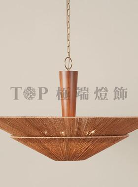中古风客厅书房Condesa 麻绳实木枝形吊灯日式餐厅茶室民宿侘寂灯