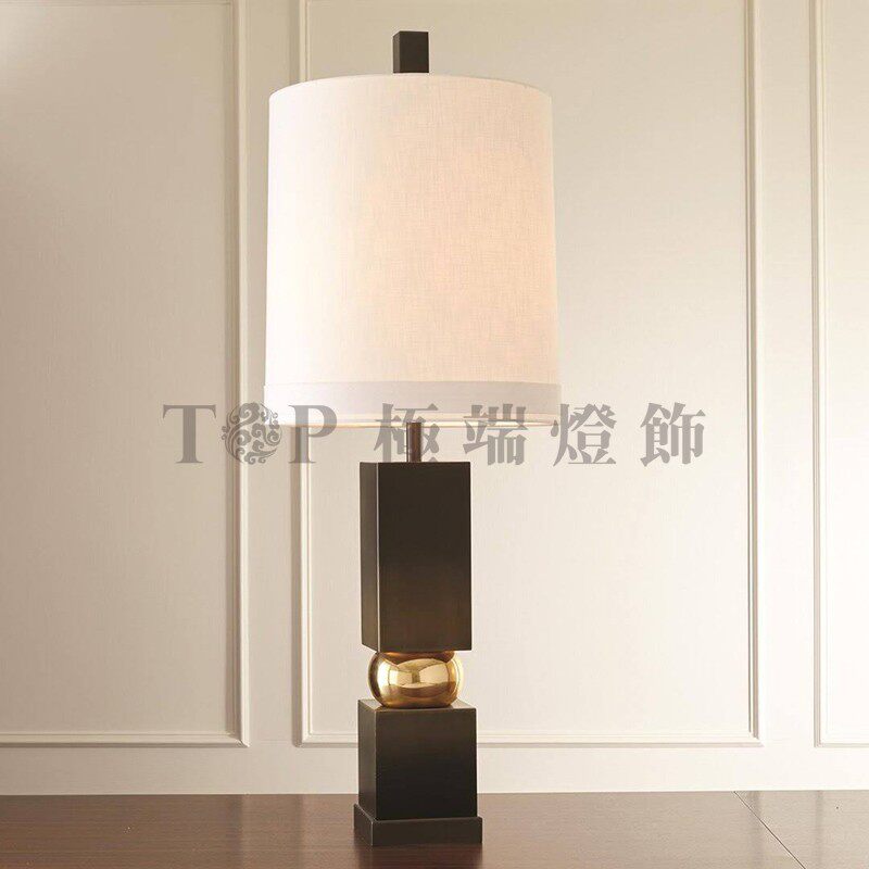设计师款方形金属串珠台灯 现代北欧客厅餐厅吧台样板房铁艺灯具