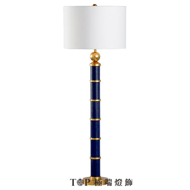 意大利现代简约大气设计师客厅餐厅沙发旁堆叠立式蓝色皮革落地灯