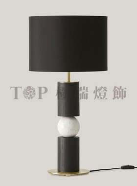 现代设计几何大理石串珠台灯酒店客厅书房卧室床头Alda彩色实木灯