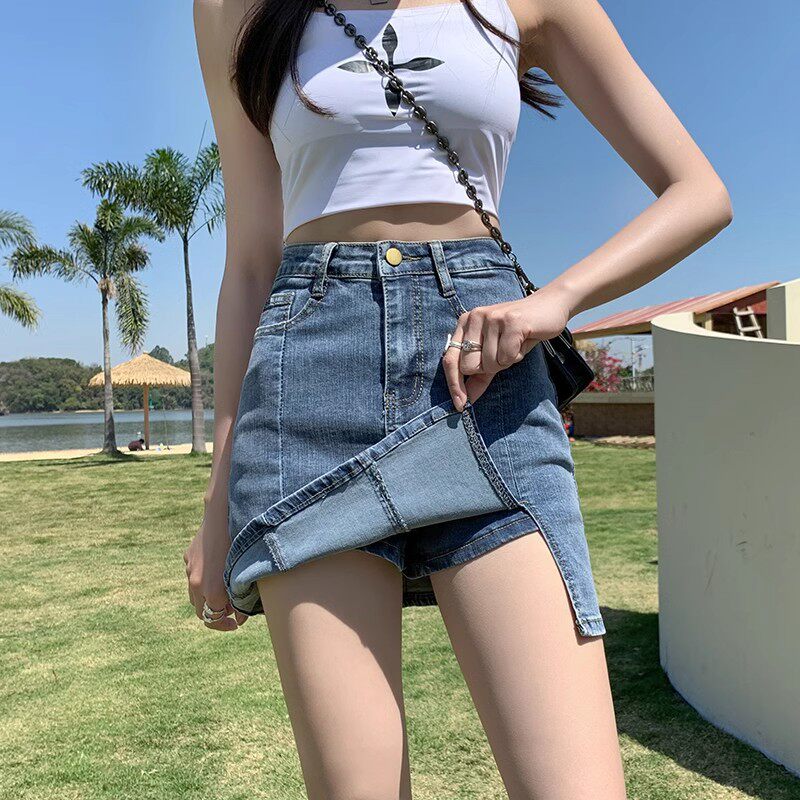 牛仔短裙女2026年夏季新款高腰显瘦小个子a字包臀裙半身裙子裤裙