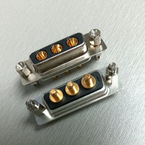 D-SUB大电流3W3直插母座 大电流重载插头连接器3芯焊板母头接插件