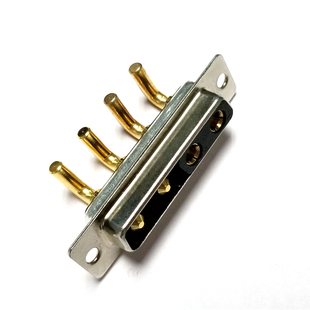 4V4母头弯脚焊板式D-SUB连接器 混装大电流4芯插座重载电源接插件