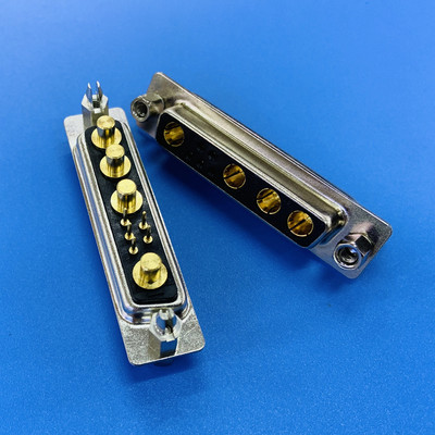直插焊板9W4母头连接器 D-SUB混合大电流插头5+4针电源插座接插件