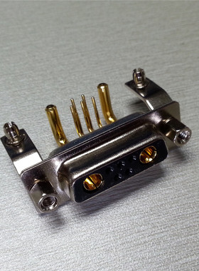 弯脚7W2母座D-SUB大电流连接器 90度焊板插头 5+2芯母头电源插座