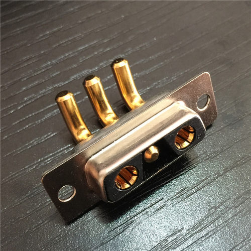 混合大电流3V3弯脚母座D-SUB连接器 3芯弯脚焊板式母头工业级插座