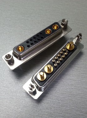 混装13W3直插母头 大电流D-SUB连接器10+3芯母座镀金车针重载插头