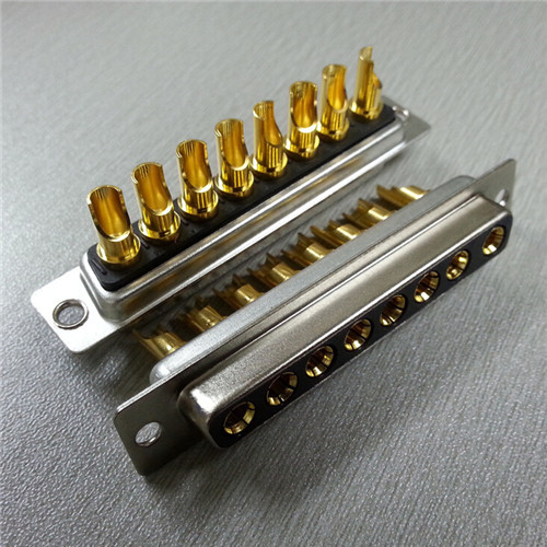 8W8焊线式母头插座D-SUB大电流连接器 镀金端子焊接8芯工业级插头