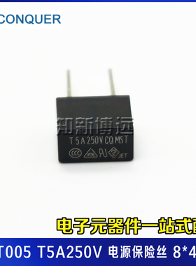 MST005 功得电源保险丝 T5A250V 微型 慢熔断  黑色插件 方形塑封