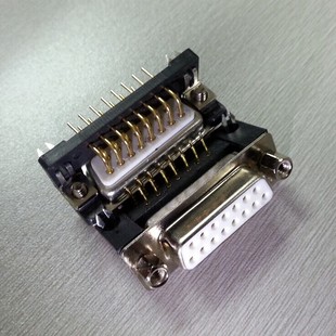 车针DR15母头 弯脚PCB焊板式 DB15PIN母座连接器 实心针镀金 15孔