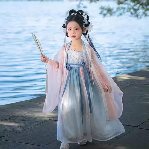汉服2026女童儿童新款古风超仙古装中国唐装小女孩套装连衣裙