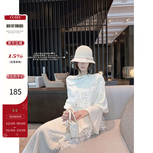 新款 CCZEE 女2025秋季 设计感复古蕾丝羊毛披肩针织衫 罗曼庄园