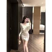 CCZEE 两件套 针织衫 星落织羽 简约收腰背心连衣裙女秋烫钻长袖