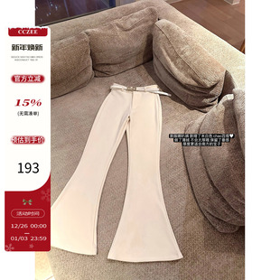 挚爱比例 显瘦显腿长休闲长裤 腰带加绒喇叭裤 修身 女冬季 CCZEE