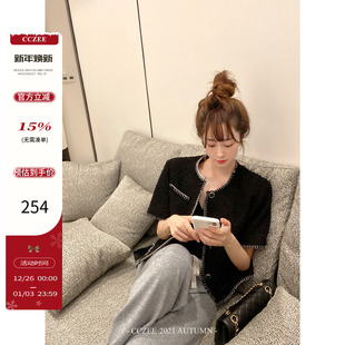 圆领衬衫 CCZEE 粗纺百搭休闲短袖 sunset香香经典 女 Paris