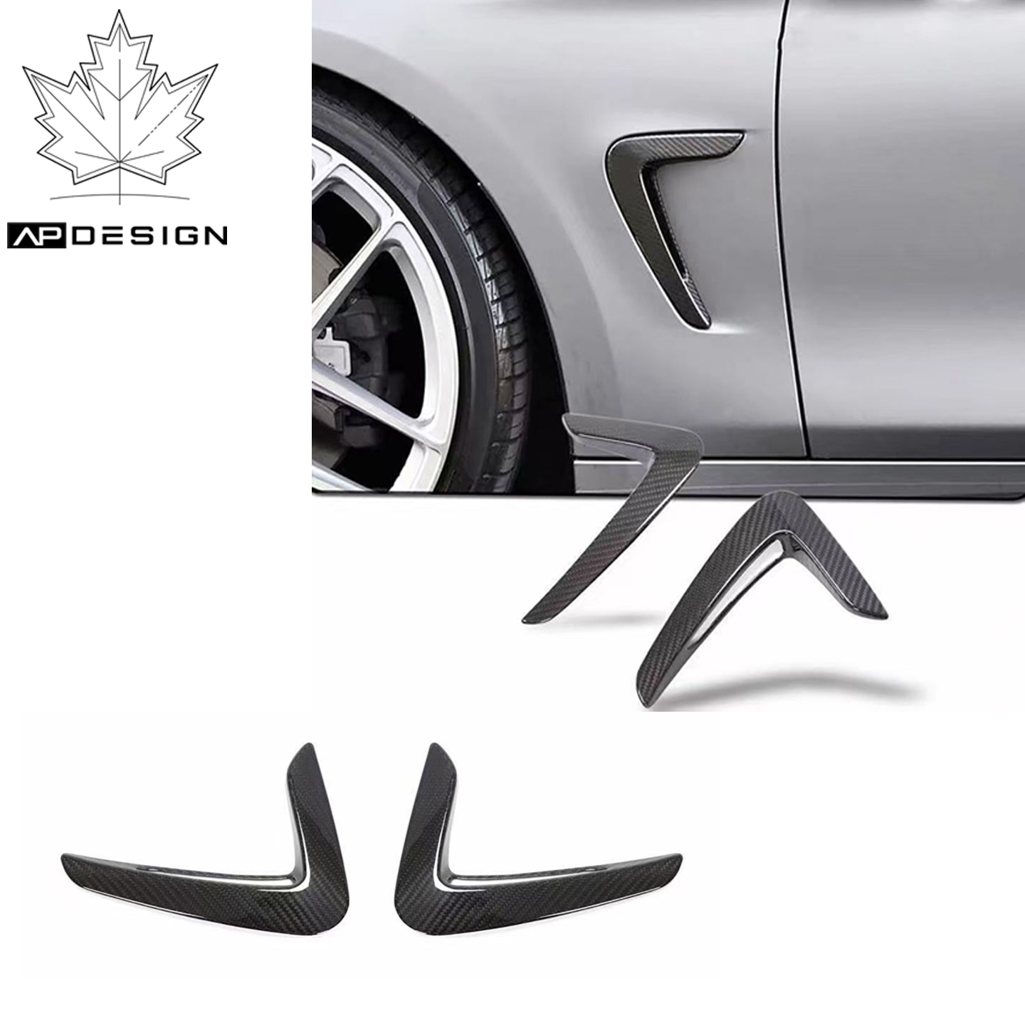 适用于宝马4系F32/F33/F36叶子板碳纤风口装饰