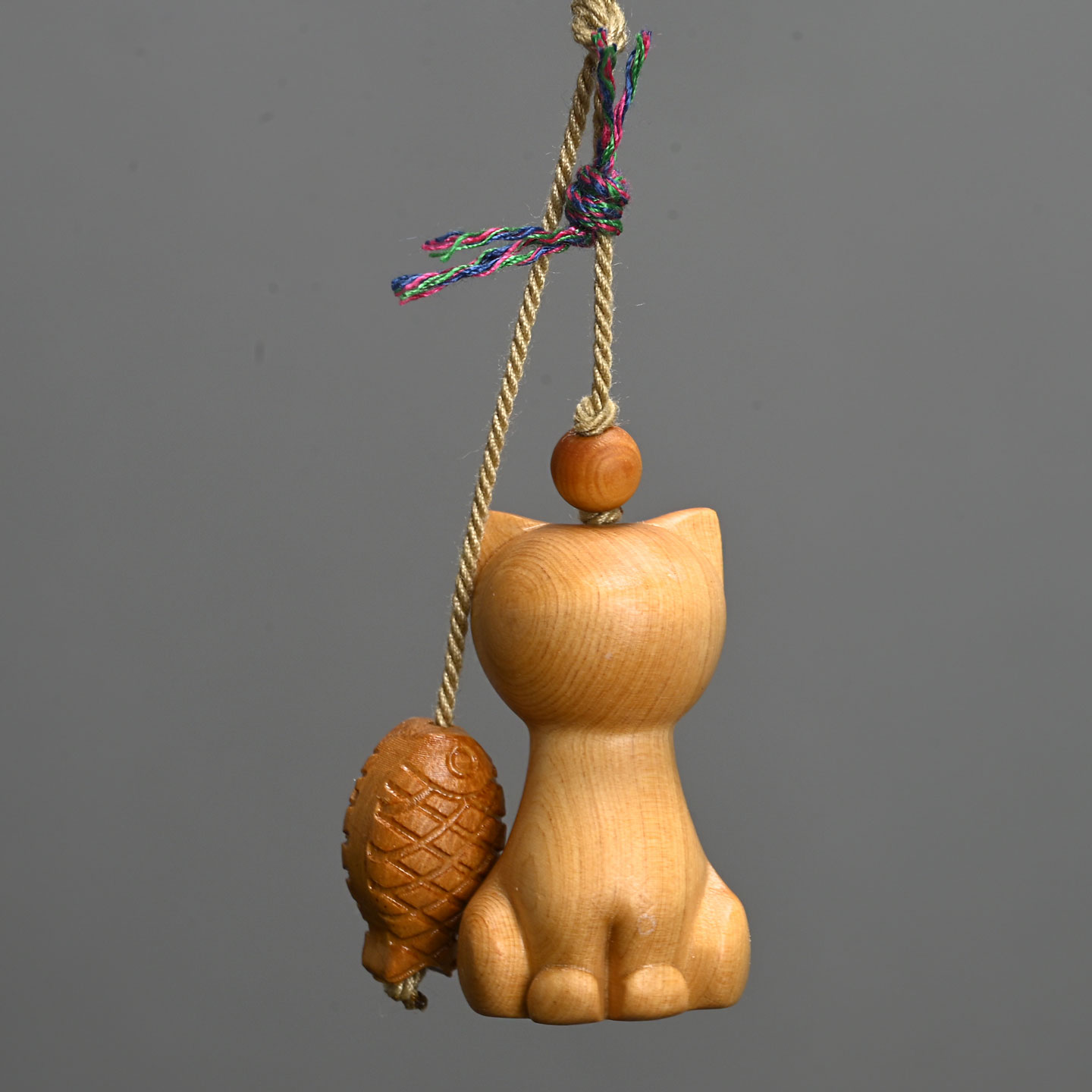 崖柏木雕无脸猫钓鱼挂件可爱卡通吊坠包包手机链挂饰礼品创意文玩