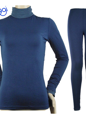 黛安芬SLOGGI高领高弹力柔软修身保暖内衣打底衫裤套装SJ1208T/ B