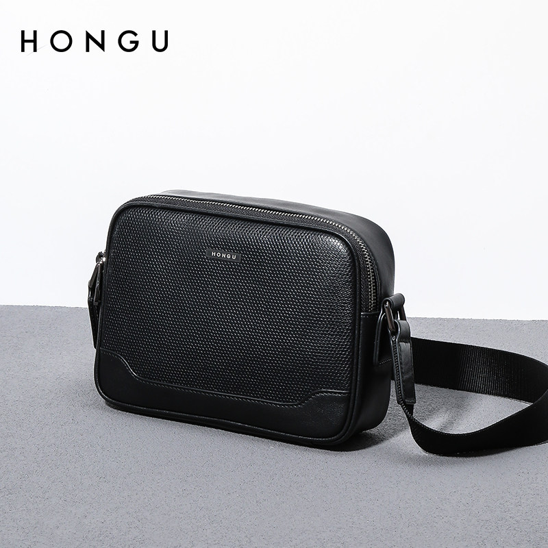 hongu/红谷皮斜挎包休闲便携胸包男青年潮流男士包包h5224758