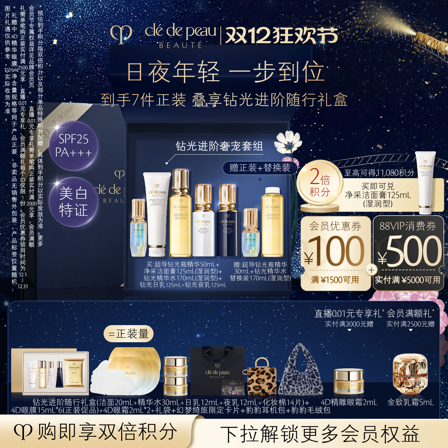 【官方正品】肌肤之钥CPB钻光进阶年轻套组日夜乳液保湿护肤抗皱