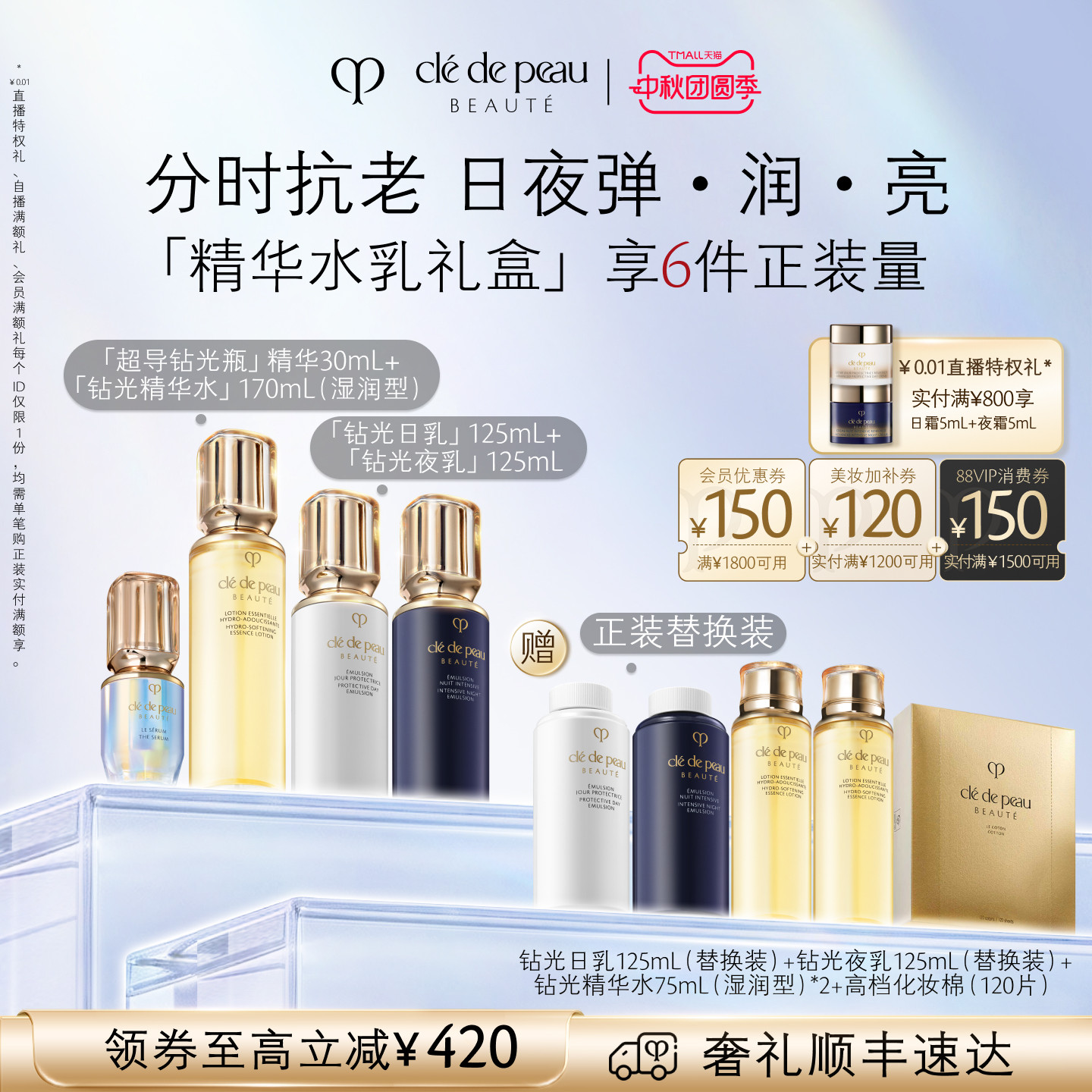【直播专属】肌肤之钥CPB钻光匀净年轻套组精华水日夜乳礼盒美白
