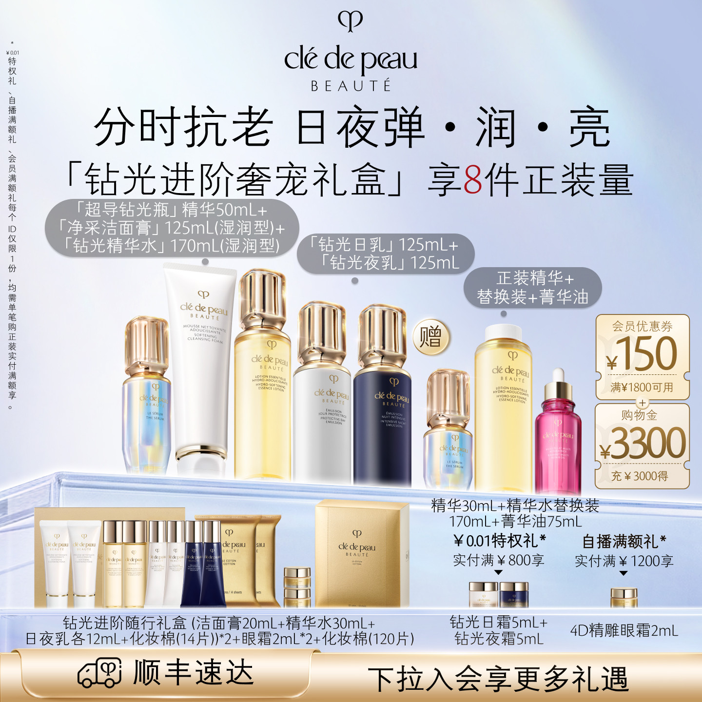 【官方正品】肌肤之钥CPB钻光进阶年轻套组日夜乳液保湿抗皱