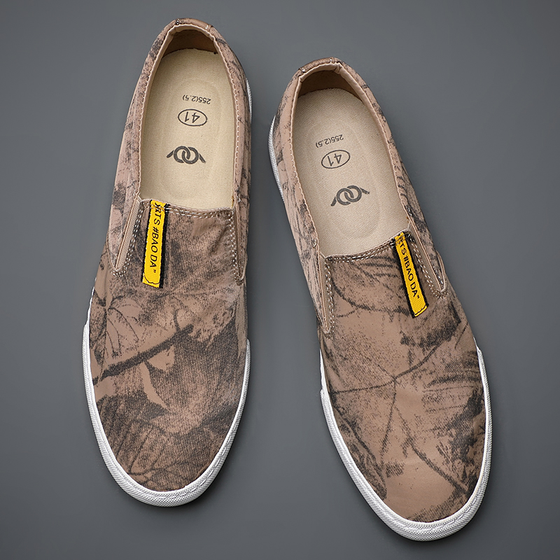 一脚蹬板鞋帆布布鞋懒人印花宝达