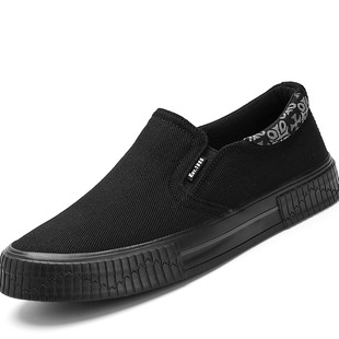 男2025秋季 低帮懒人一脚蹬休闲透气板鞋 帆布鞋 新款 学生潮鞋 开车鞋