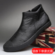 马丁靴高帮保暖板鞋 闪步皮鞋 一脚蹬休闲鞋 加绒棉鞋 男春秋季 懒人鞋
