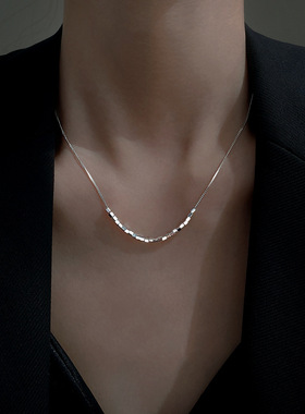 s925纯银小方块项链碎银子锁骨链