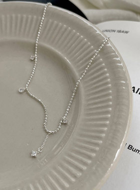 S925纯银小圆珠流苏项链
