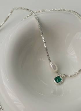 s925纯银绿立锆项链女碎银子锁骨链手链吊坠ins小众轻奢高级感潮