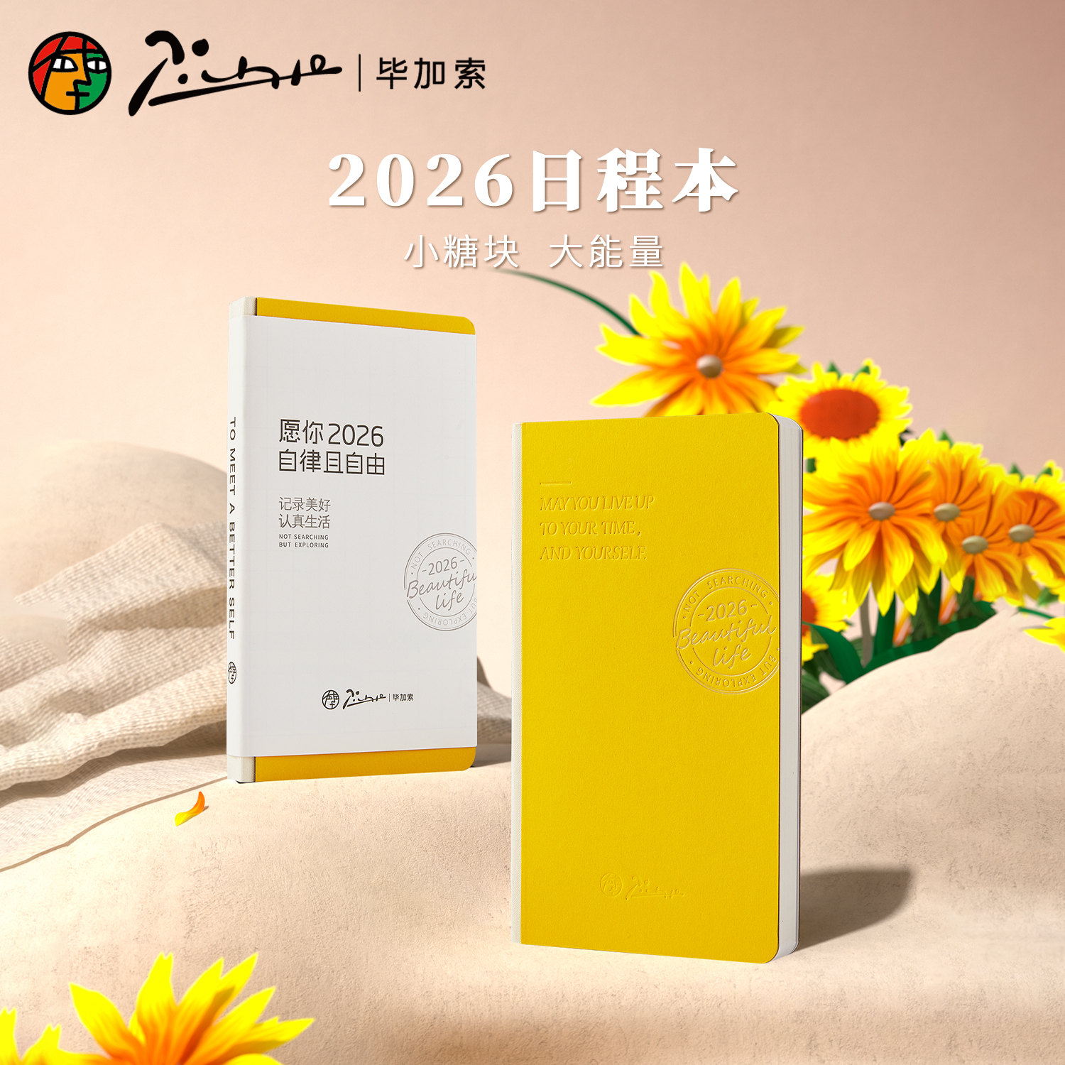 毕加索小糖块2026年时间轴本子12个月日程本多功能计划本生日礼物两日一页365天高效时间管理规划手账本