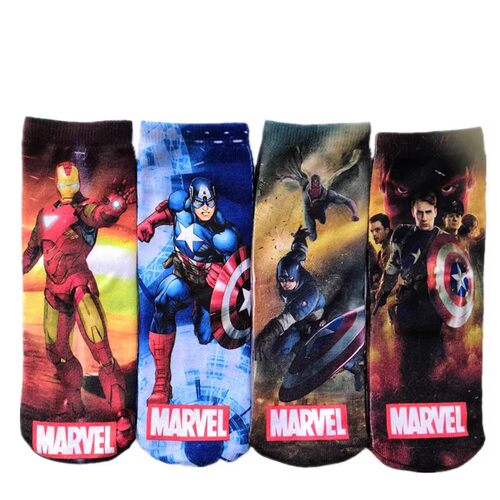 复仇者美国队长男童中高筒棉袜子4双Captain America Boys' socks