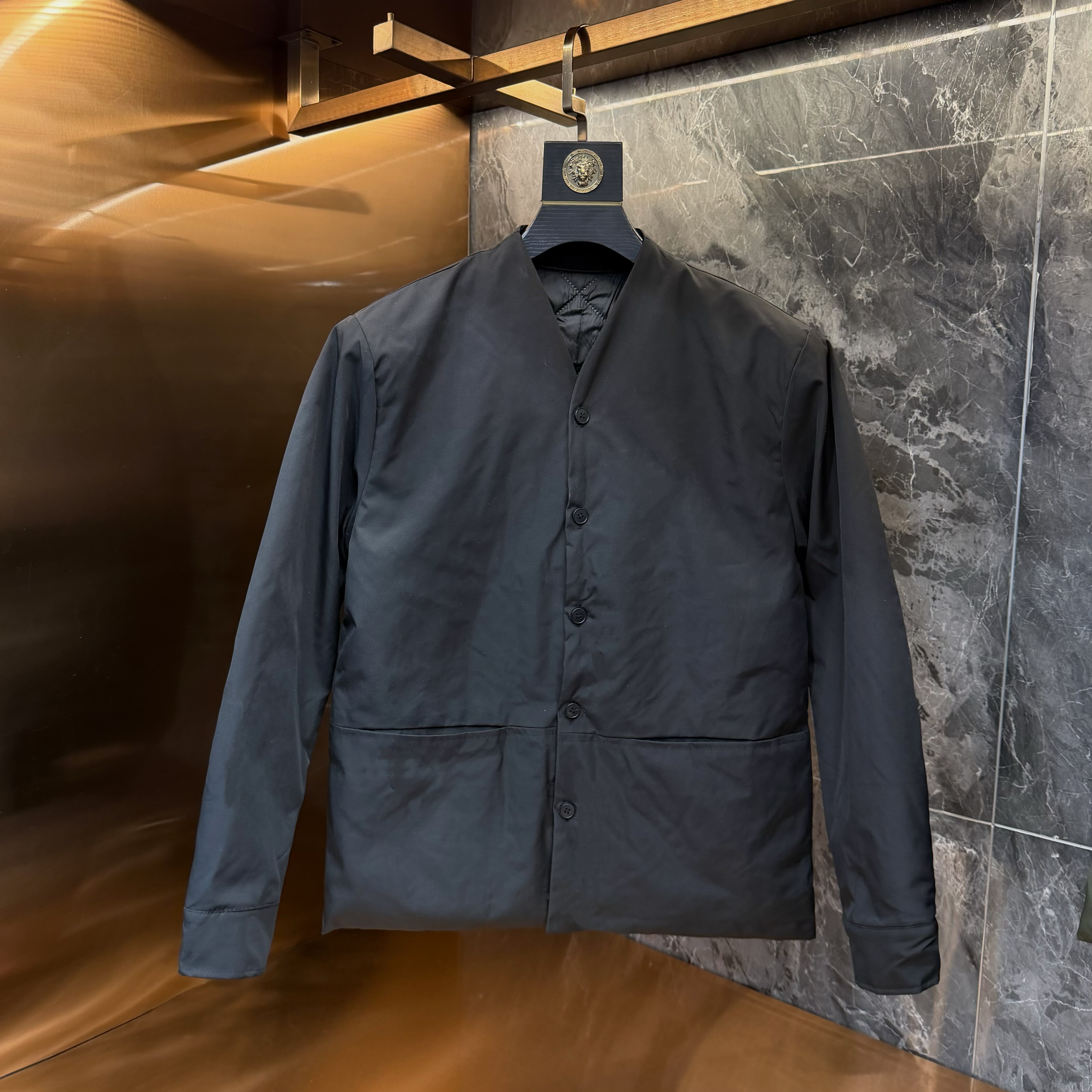 秋冬新款男士棉服夹克时尚百搭休闲上衣潮流V领网红同款加棉外套