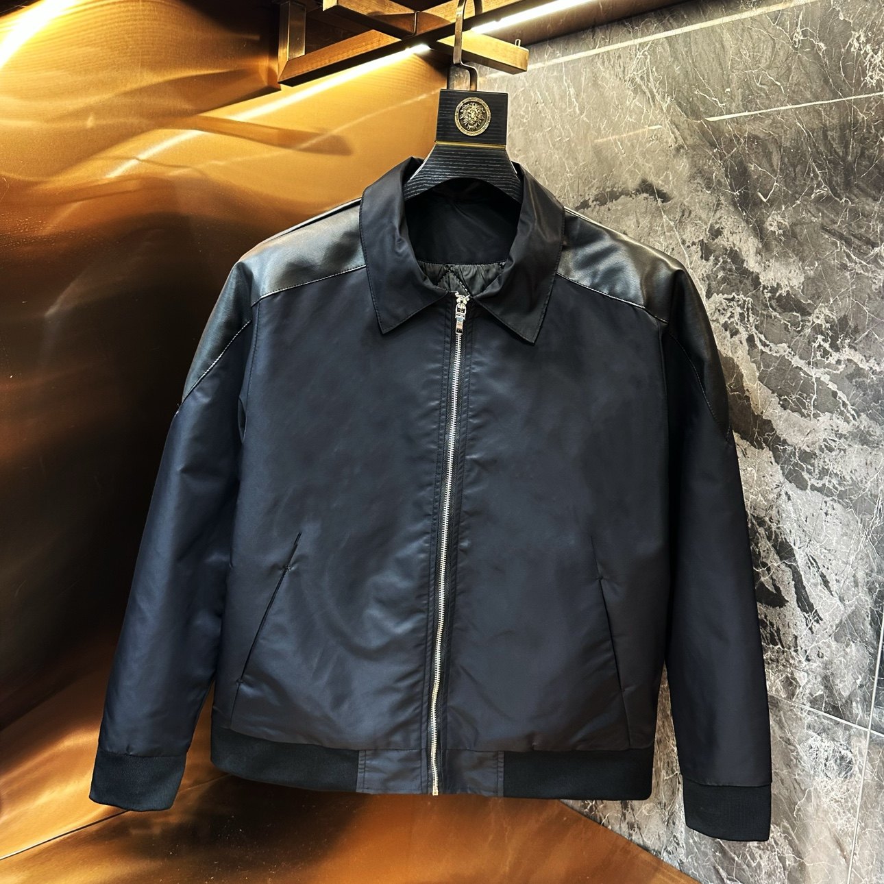 秋冬新款高级男士帅气潮流时尚休闲百搭商务翻领夹克外套轻奢棉衣