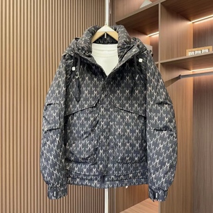 冬季新款印花羽绒服工装连帽外套男修闲痞帅白鸭绒潮牌保暖冲锋衣