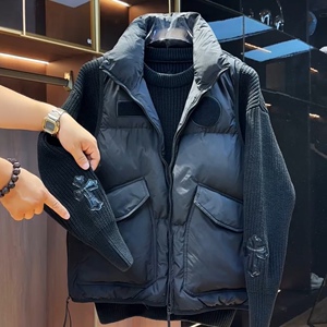 秋冬新款羽绒服马甲男士工装百搭立白鸭绒棉坎肩时尚休闲保暖背心