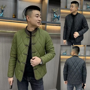 冬季新款唐装棉服男士休闲加棉外套复古简约休闲韩版痞帅修身夹克