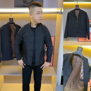 秋季新中式唐装外套男士修身盘扣夹克休闲中山装中国风复古上衣潮