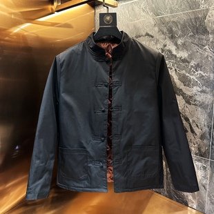 秋冬新中式唐装外套男士棉服修身盘扣夹克休闲上衣国风复古上衣棉