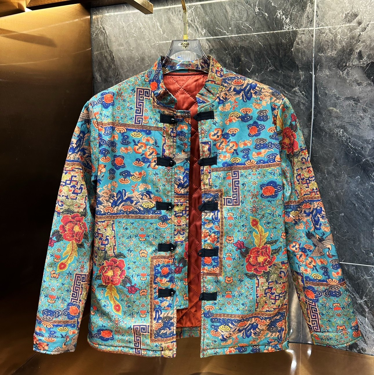 秋冬新款碎花中国风衬衫外套男长袖唐装时尚潮流休闲夹克外穿上衣