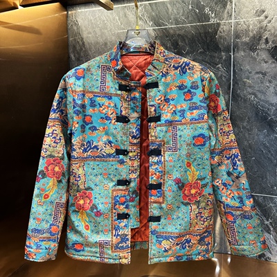 外套金丝绒棉服复古男士盘扣棉衣