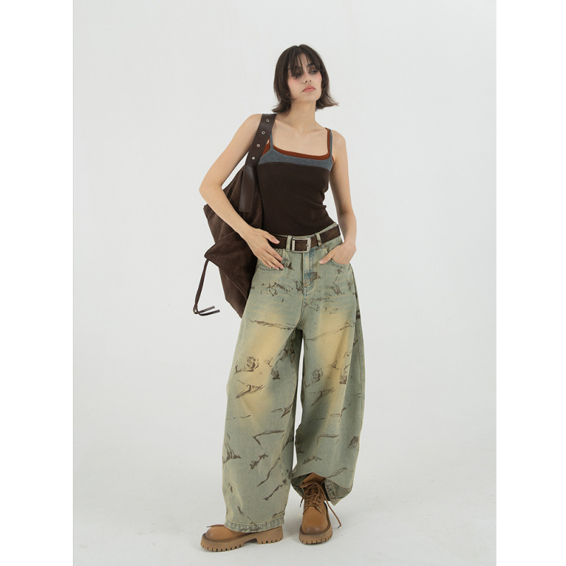 INSS十三行新款潮牌宽松直筒浅蓝