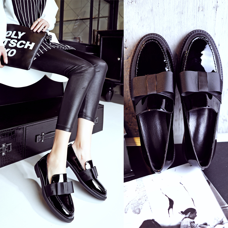 2020 new pattern Versatile Patent leather Single shoes Flat bottom Low-heel Round bow 2cm Large student shoesin the Women's Shoes, Low shoes  category - from Buy2taobao.com to provide professional Taobao agent buy service