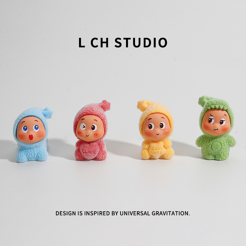 网红可爱植绒小星星人车载小摆件