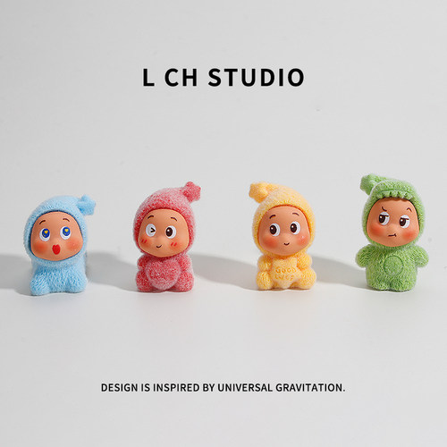 网红可爱植绒小星星人车载小摆件