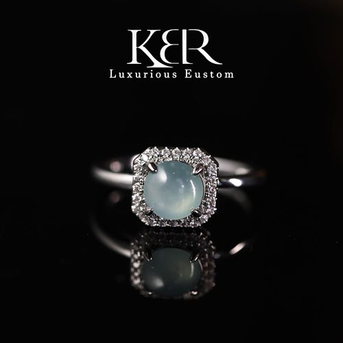 【颖有尽有】高定设计天然A货翡翠高冰钢弹戒指百搭 KBR0326002