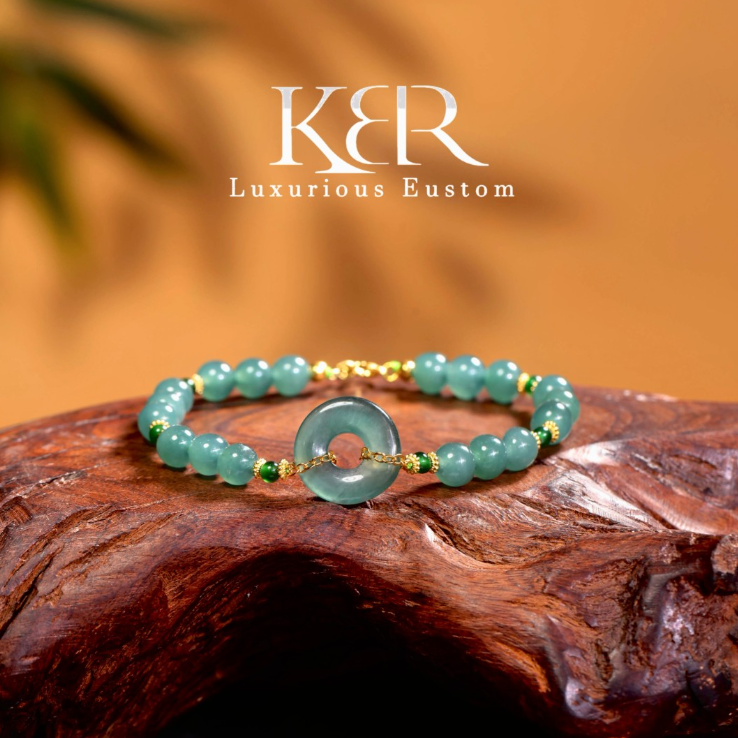 【悟空粉丝专享】高定设计天然A货翡翠冰种平安扣手链 KBR1102004