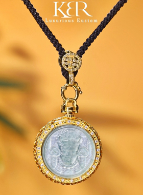 【颖有尽有】高定款扎基拉姆天然A货翡翠豪镶吊坠气质KBR50613102